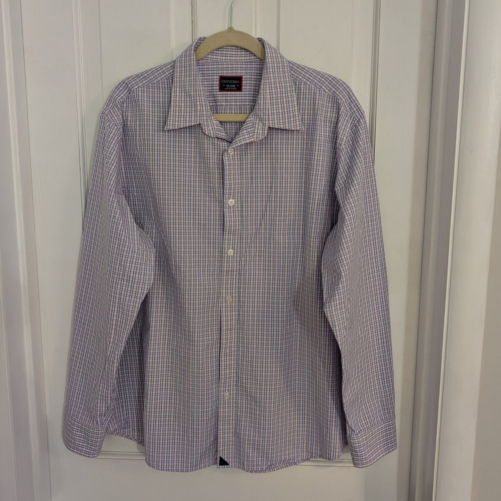 Untuckit Men's Button Up Shirt EXTRA EXTRA LARGE Preppy Lightweight Plaid Cotton